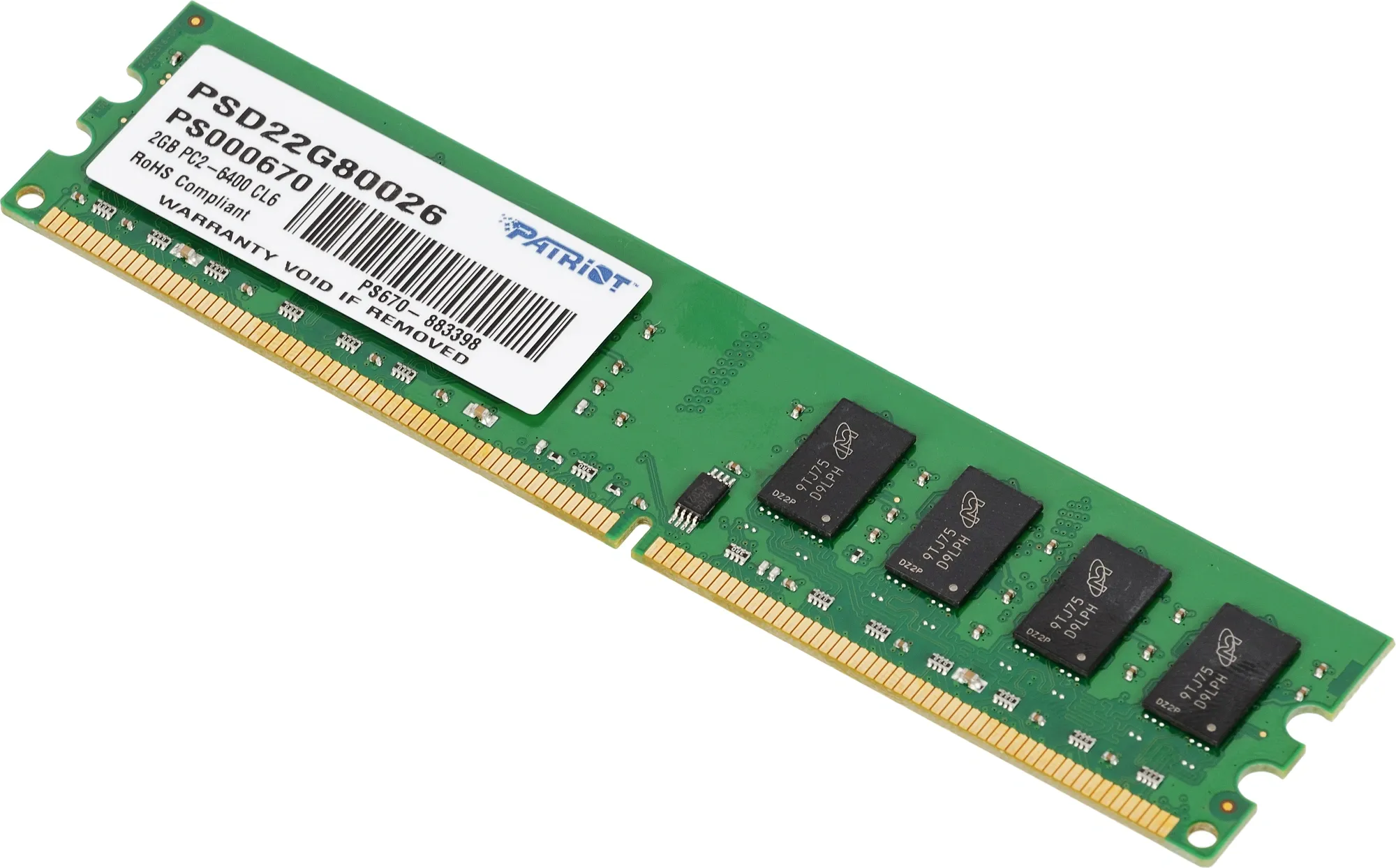 Память DDR2 2Gb 800MHz Patriot PSD22G80026 RTL PC2-6400 CL6 DIMM 240-pin 1.8В dual rank Ret