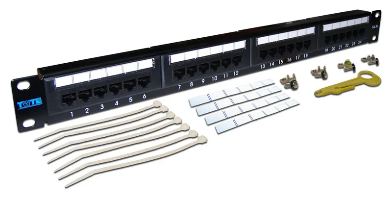 Патч-панель TWT 24 порта, UTP, кат.5E, 1U