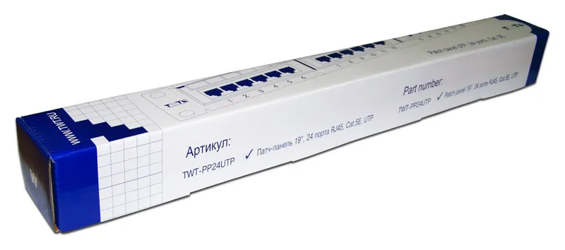 Патч-панель TWT 24 порта, UTP, кат.5E, 1U