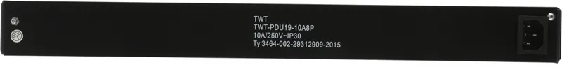 Блок розеток 19", 1-фазный с выключателем, 10A / 250V, 8xSchuko, без шнура питания, разъем C14
