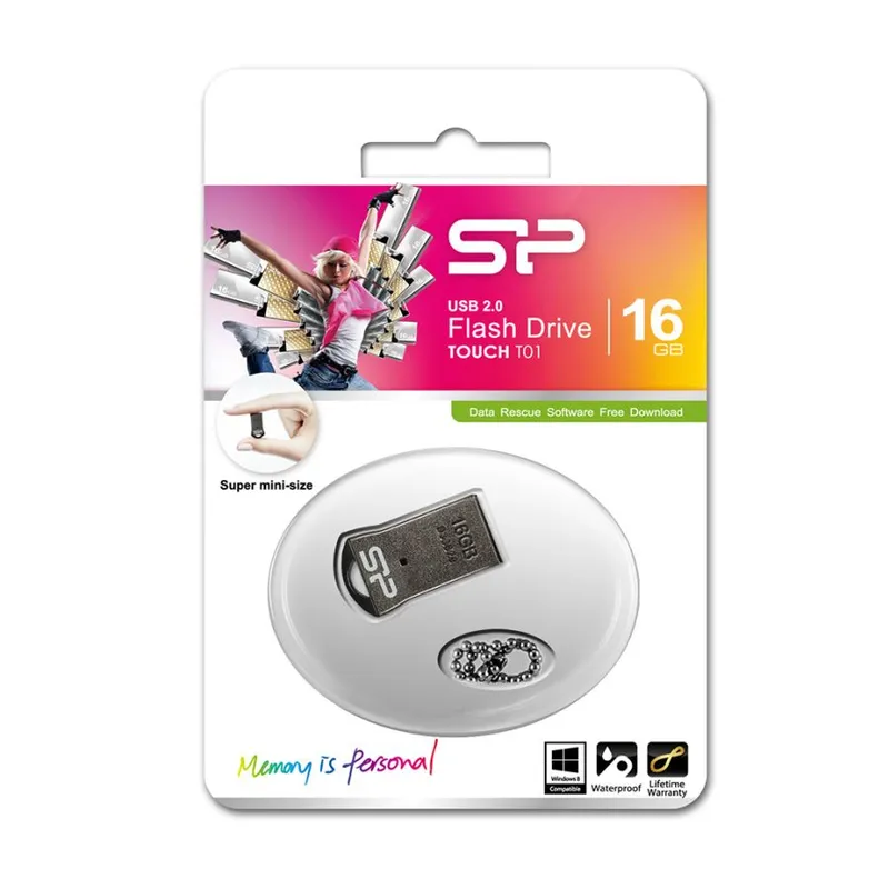 Флеш Диск Silicon Power 16Gb Touch T01 SP016GBUF2T01V1K USB2.0 черный/серебристый