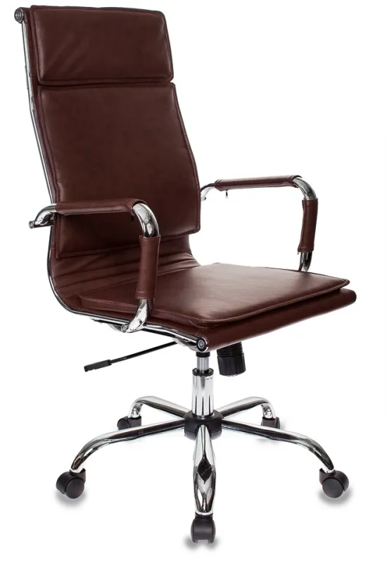 Кресло руководителя Бюрократ Ch-993 коричневый эко.кожа крестов. металл хром