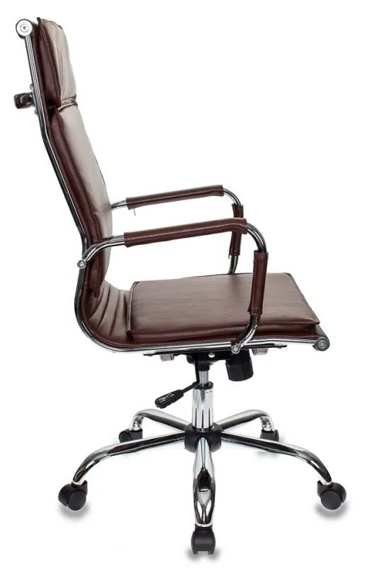 Кресло руководителя Бюрократ Ch-993 коричневый эко.кожа крестов. металл хром