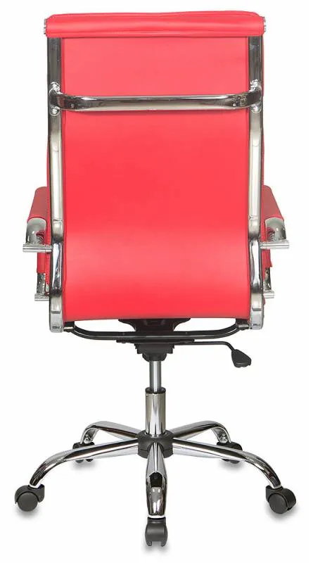Кресло руководителя Бюрократ CH-993 красный эко.кожа крестов. металл хром
