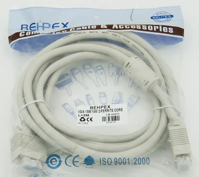 Кабель VGA (m) VGA (m) 3м феррит.кольца
