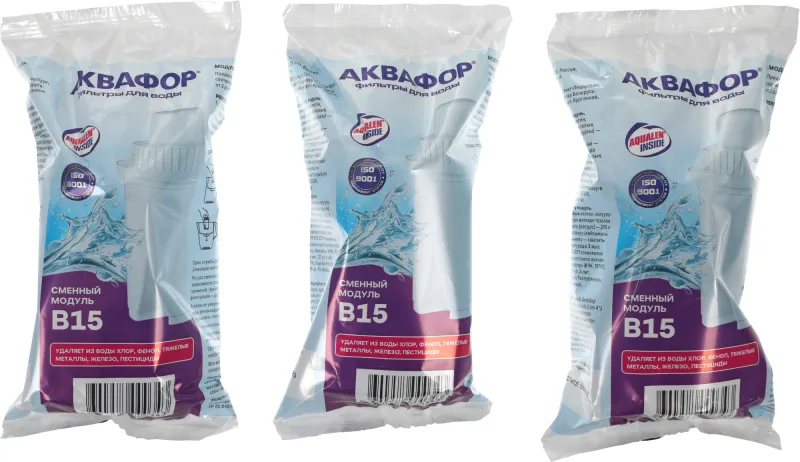 Комплект картриджей Аквафор B15 (В100-15) для кувшинов ресурс:170л (упак.:3шт)