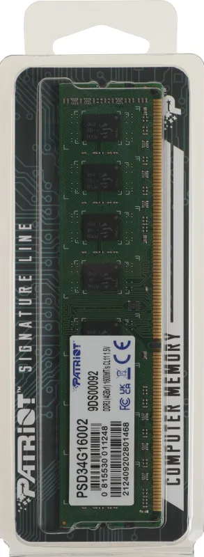 Память DDR3 4Gb 1600MHz Patriot PSD34G16002 RTL PC3-12800 CL11 DIMM 240-pin 1.5В dual rank Ret