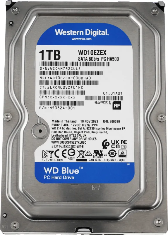 Жесткий диск WD SATA-III 1Tb WD10EZEX Desktop Caviar Blue (7200rpm) 64Mb 3.5"
