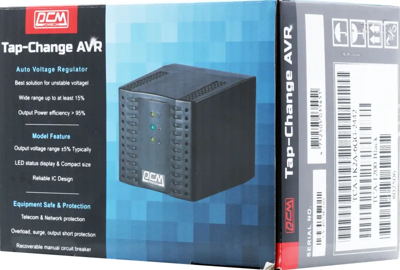 Стабилизатор напряжения Powercom TCA-1200 600Вт 1200ВА черный