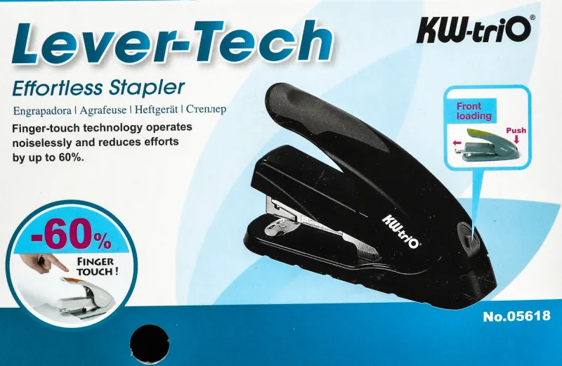 Степлер настольный Kw-Trio 5618 Soft-Touch 24/6 24/8 26/6 26/8 (40листов) снижение усилия ассорти 100скоб металл/пластик