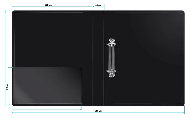 Папка на 2-х D-кольцах Бюрократ -0840/2DBLCK A4 пластик 0.8мм кор.40мм внутр. с вставкой черный