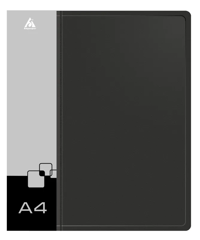 Папка на 2-х D-кольцах Бюрократ -0840/2DBLCK A4 пластик 0.8мм кор.40мм внутр. с вставкой черный