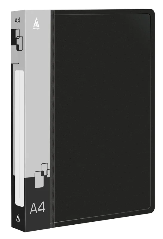 Папка на 2-х D-кольцах Бюрократ -0840/2DBLCK A4 пластик 0.8мм кор.40мм внутр. с вставкой черный