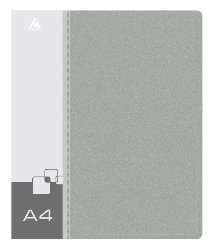 Папка на 4-х кольцах Бюрократ -0818/4RGREY A4 пластик 0.7мм кор.18мм внутр. с вставкой серый