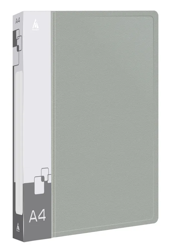 Папка на 4-х кольцах Бюрократ -0818/4RGREY A4 пластик 0.7мм кор.18мм внутр. с вставкой серый