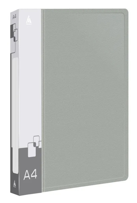 Папка на 4-х кольцах Бюрократ -0818/4RGREY A4 пластик 0.7мм кор.18мм внутр. с вставкой серый