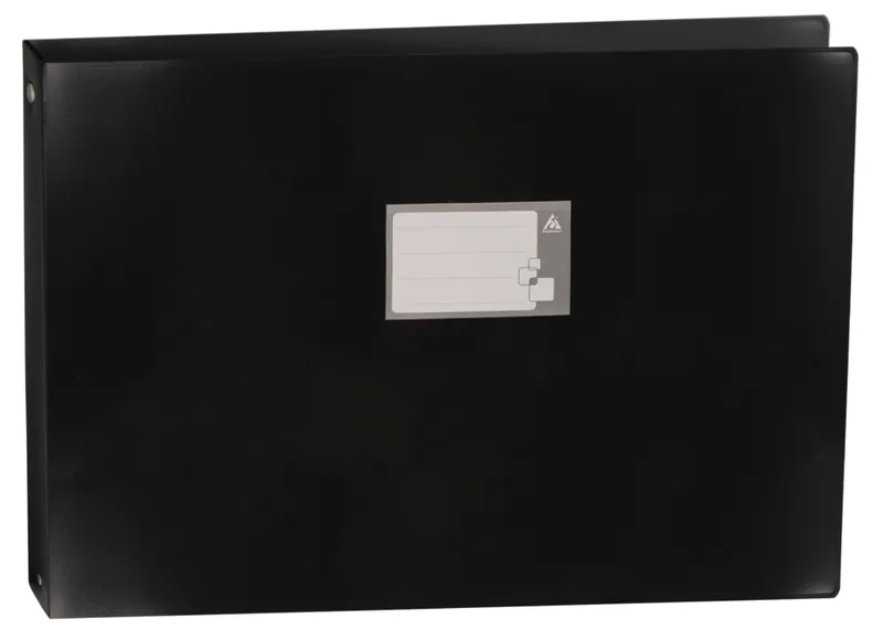 Папка на 4-х кольцах Бюрократ -0827GA3BLCK A3 гориз. пластик 0.8мм кор.27мм черный