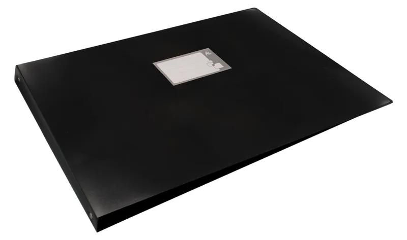 Папка на 4-х кольцах Бюрократ -0827GA3BLCK A3 гориз. пластик 0.8мм кор.27мм черный