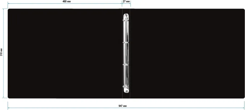 Папка на 4-х кольцах Бюрократ -0827GA3BLCK A3 гориз. пластик 0.8мм кор.27мм черный