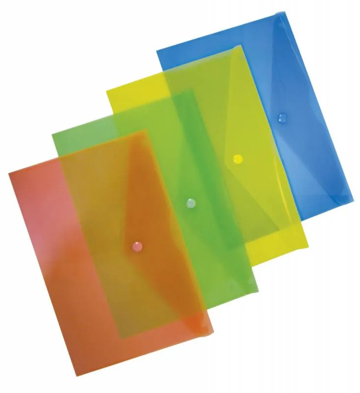 Конверт на кнопке Бюрократ -PK803AGRN A4 пластик 0.18мм зеленый