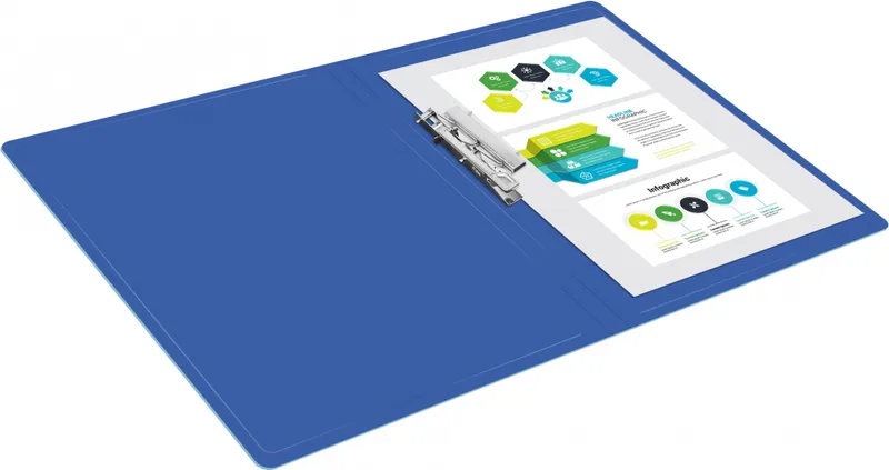 Папка метал.зажим Бюрократ -PZ05CBLUE A4 пластик 0.5мм торц.наклейка синий