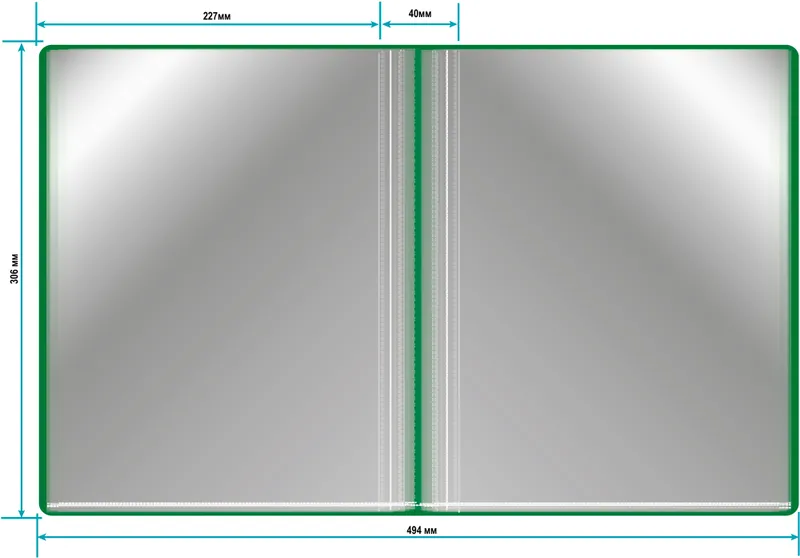Папка с 80 прозр.вклад. Бюрократ -BPV80GRN A4 пластик 0.8мм торц.карм с бум. встав зеленый