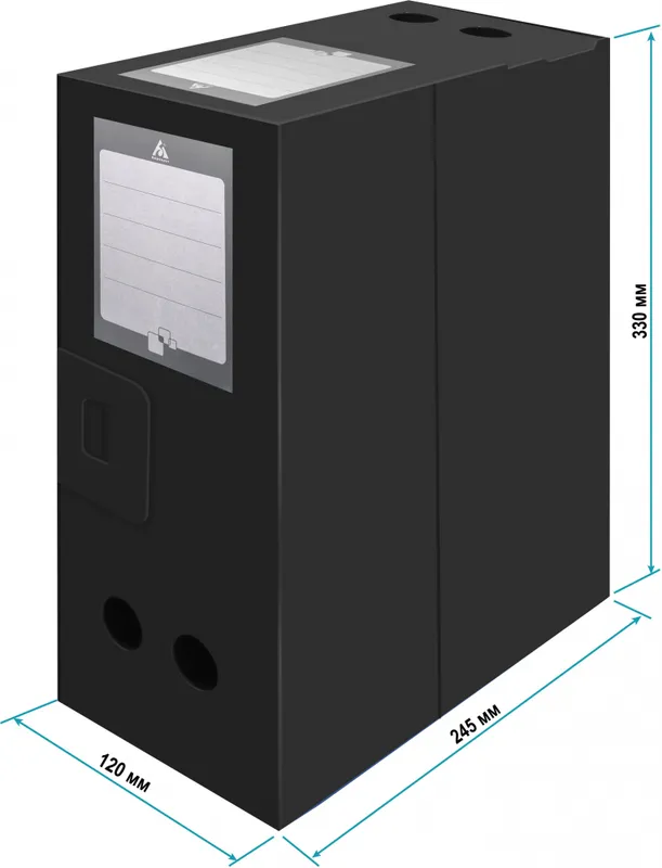 Короб архивный вырубная застежка Бюрократ -BA120BLCK пластик 1мм корешок 120мм 330х245мм черный