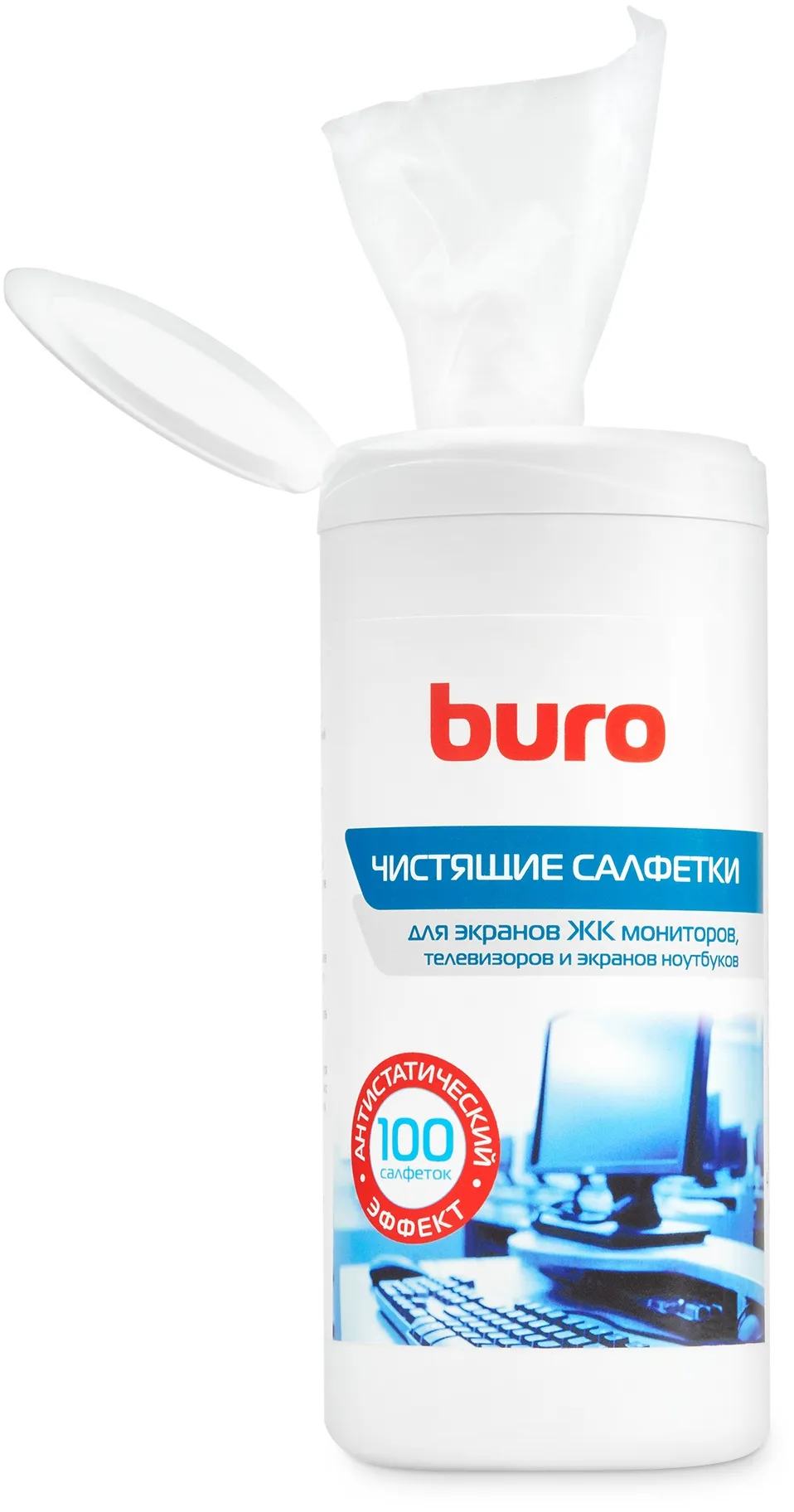 Салфетки Buro BU-Tscreen для экранов мониторов/плазменных/ЖК телевизоров/ноутбуков туба 100шт влажных
