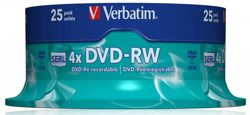 Диск DVD-RW Verbatim 4.7Gb 4x Cake Box (25шт) (43639)