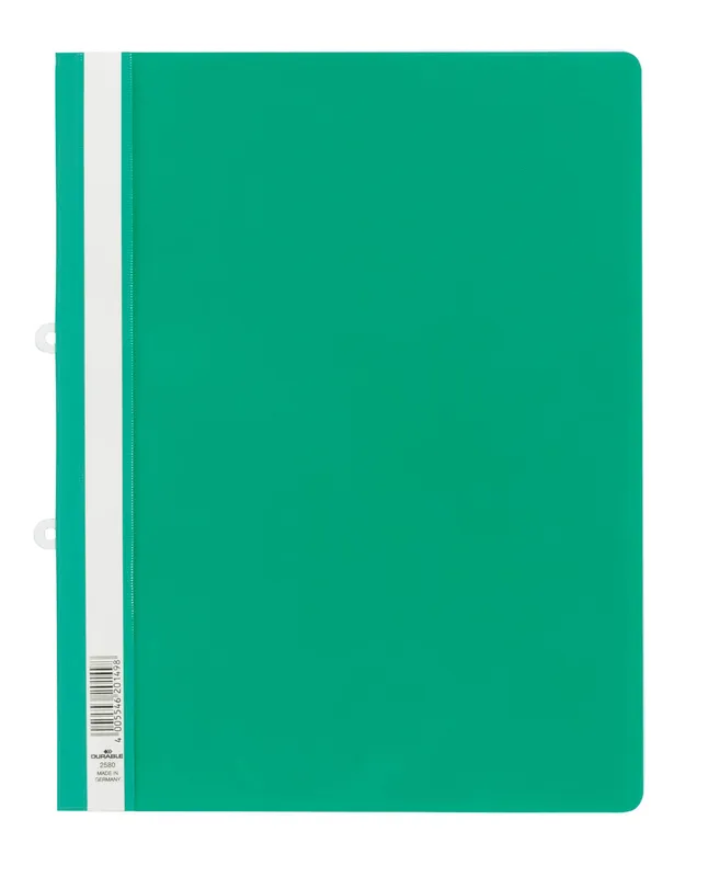 Папка-скоросшиватель Durable 2580-05 прозрач.верх.лист боков.перф. пластик зеленый