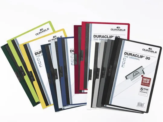 Папка с клипом Durable Duraclip 2200-32 прозрач. верх.лист A4 1-30лист. темно-зеленый