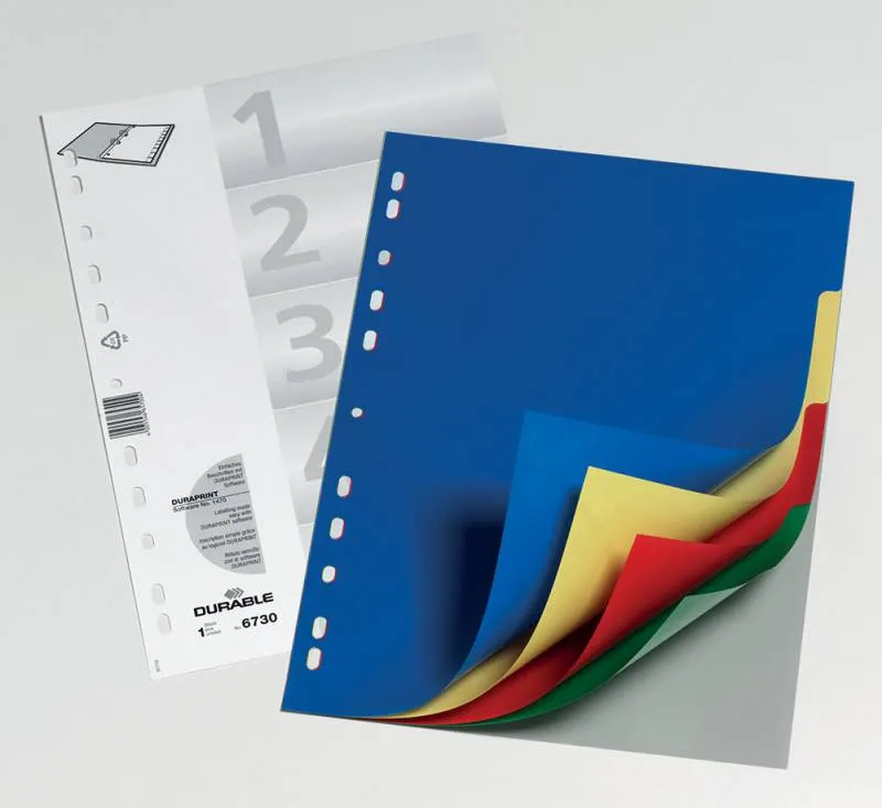 Разделитель индексный Durable 6730-27 A4 пластик 5 индексов цветные разделы