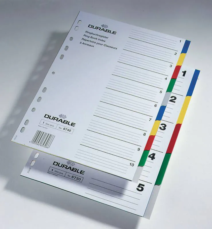 Разделитель индексный Durable 6740-27 A4 пластик цветные разделы