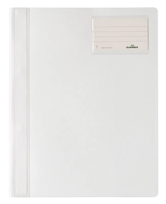 Папка-скоросшиватель Durable 2500-02 A4+ карм.на лиц.стор. ПВХ белый