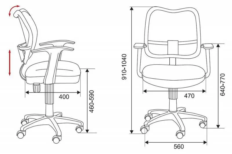 Кресло детское Бюрократ CH-W797/R/TW-97N спинка сетка красный сиденье красный TW-97N (пластик белый)