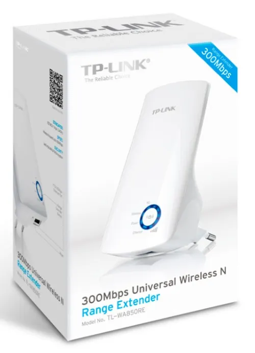 TP-Link TL-WA850RE, N300 Усилитель Wi-Fi сигнала, до 300 Мбит/с на 2,4 ГГц, 2 встроенные антенны, 1 порт 10/100 Мбит/с, подключение к настенной розетке