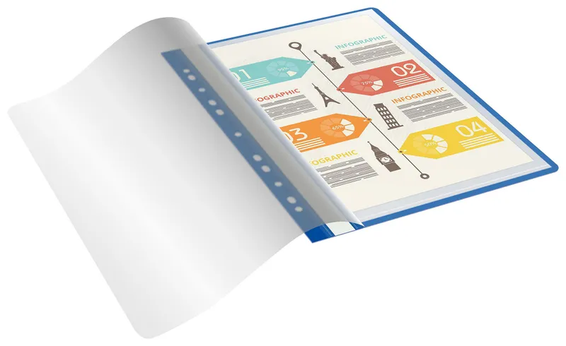 Папка-скоросшиватель Бюрократ -PS10BLUE A4 10 вкладышей боков.перф. пластик синий 0.12/0.16