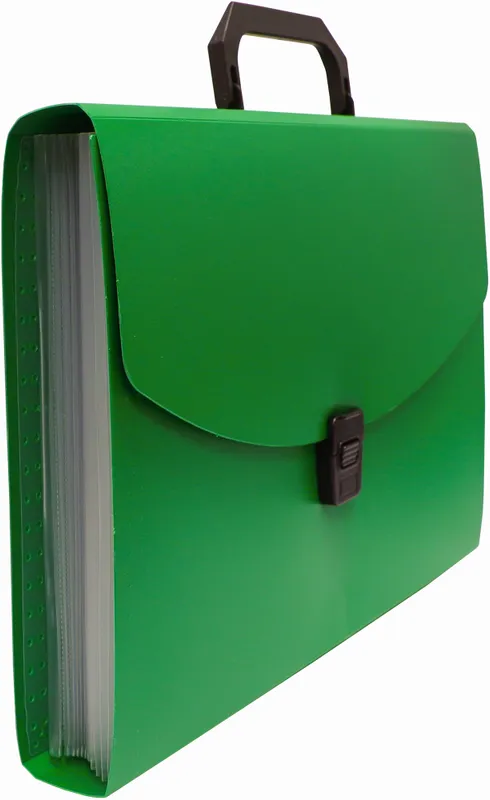Портфель Бюрократ -BPP13GRN 13 отдел. A4 пластик 0.7мм зеленый