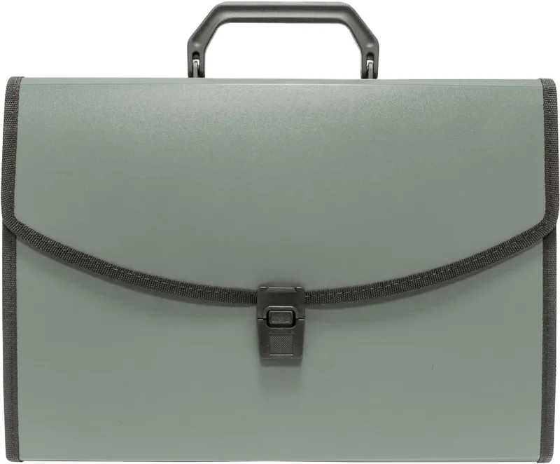 Портфель Бюрократ -BPP13LGREY 13 отдел. A4 с окантовкой пластик 0.7мм серый