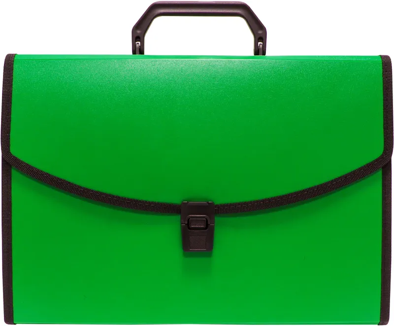 Портфель Бюрократ -BPP13LGRN 13 отдел. A4 с окантовкой пластик 0.7мм зеленый