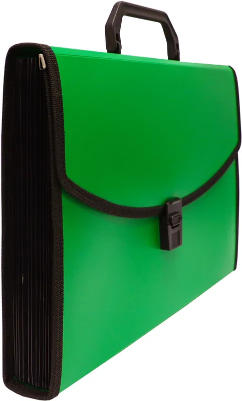 Портфель Бюрократ -BPP13LGRN 13 отдел. A4 с окантовкой пластик 0.7мм зеленый