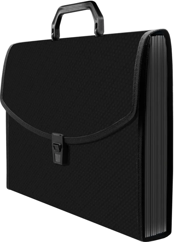 Портфель Бюрократ -BPP13TLBLCK 13 отдел. A4 ребрист. поверхн. с окантовкой пластик 0.7мм черный