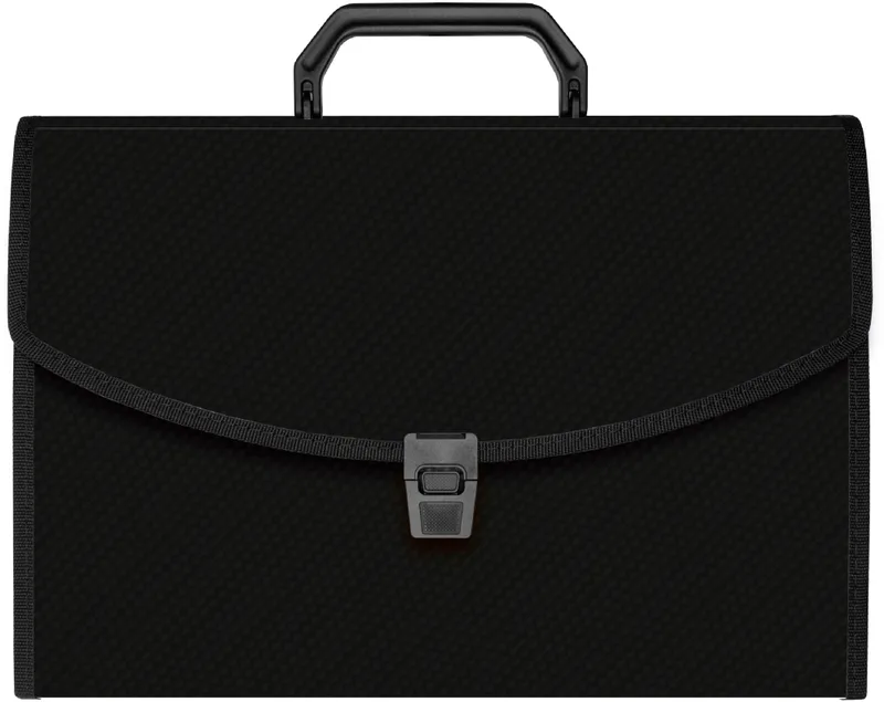 Портфель Бюрократ -BPP13TLBLCK 13 отдел. A4 ребрист. поверхн. с окантовкой пластик 0.7мм черный