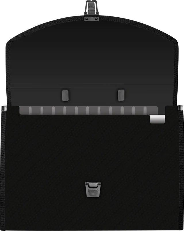 Портфель Бюрократ -BPP13TLBLCK 13 отдел. A4 ребрист. поверхн. с окантовкой пластик 0.7мм черный