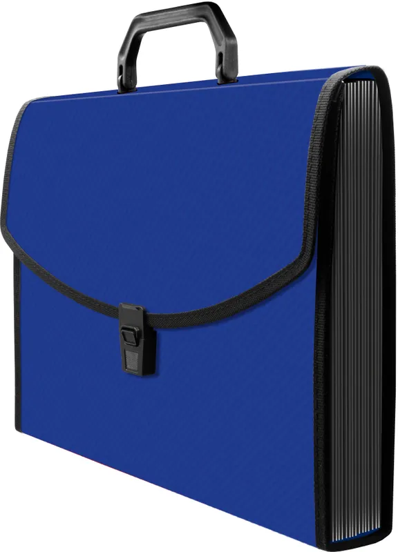 Портфель Бюрократ -BPP13TLBLUE 13 отдел. A4 ребрист. поверхн. с окантовкой пластик 0.7мм синий