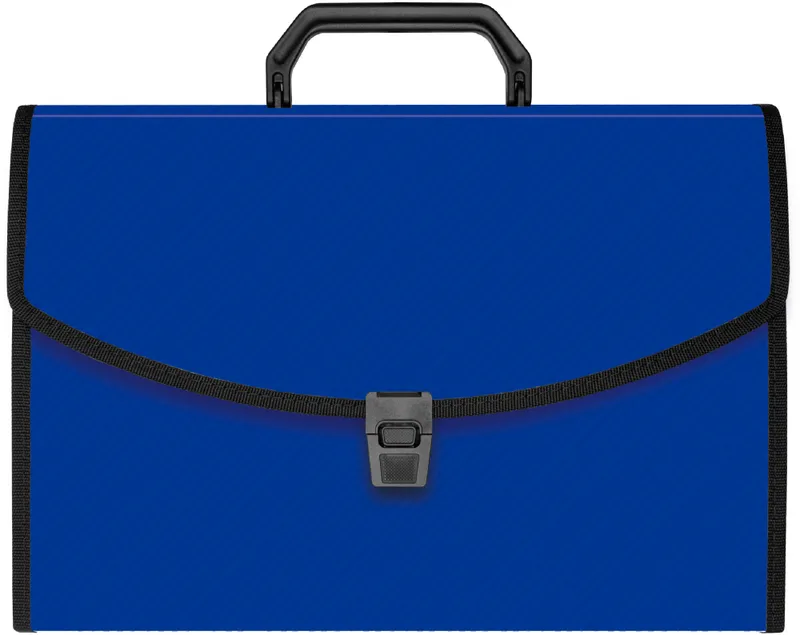 Портфель Бюрократ -BPP13TLBLUE 13 отдел. A4 ребрист. поверхн. с окантовкой пластик 0.7мм синий