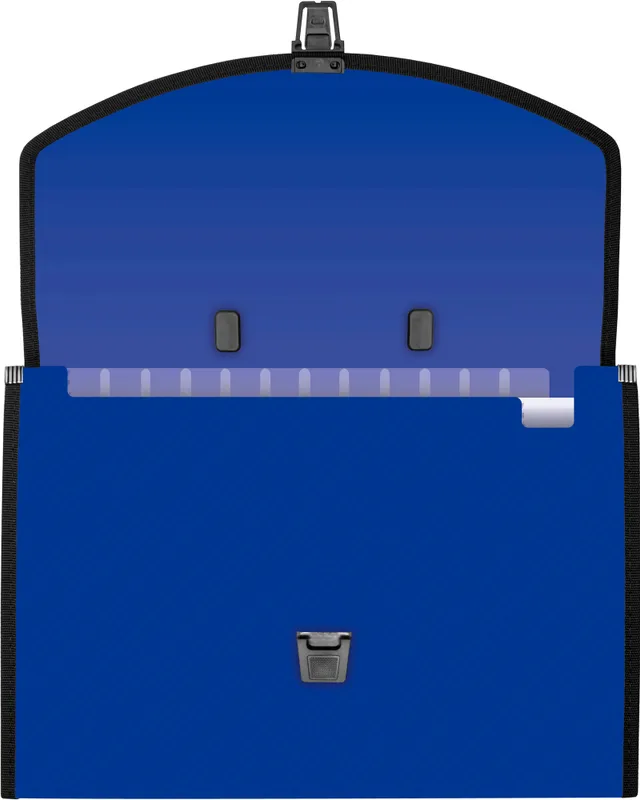 Портфель Бюрократ -BPP13TLBLUE 13 отдел. A4 ребрист. поверхн. с окантовкой пластик 0.7мм синий