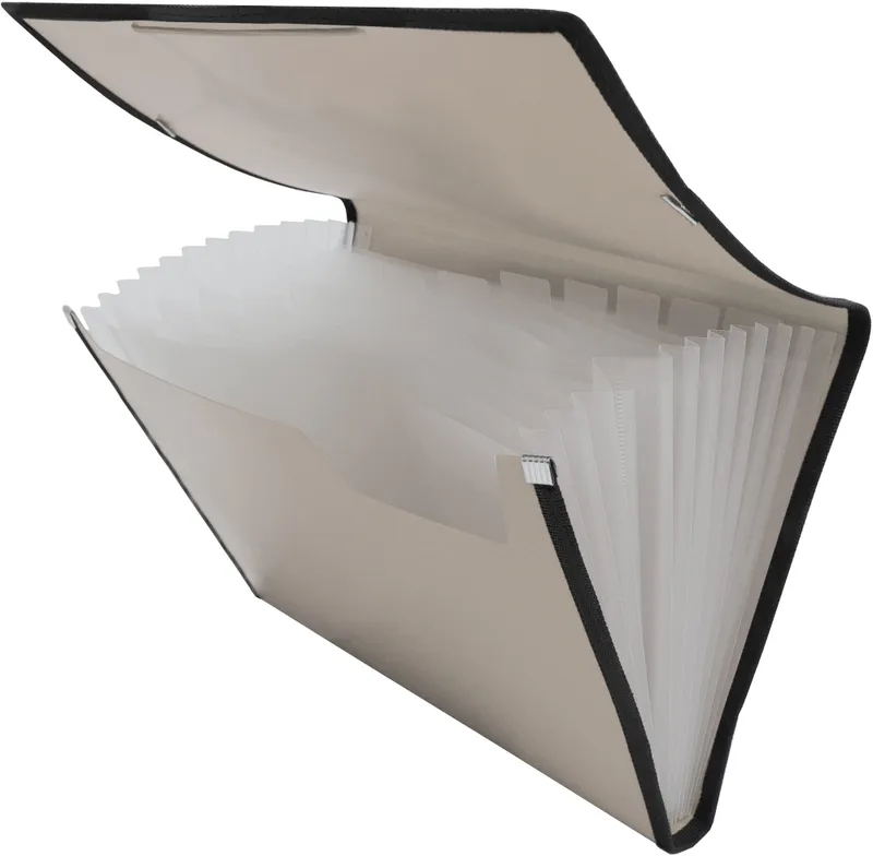 Портфель Бюрократ -BPR13LGREY 13 отдел. A4 с окантовкой пластик 0.7мм серый