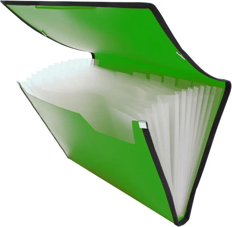 Портфель Бюрократ -BPR13LGRN 13 отдел. A4 с окантовкой пластик 0.7мм зеленый