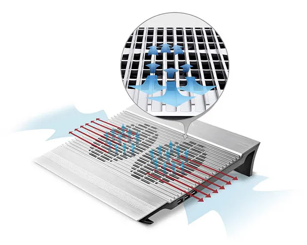 Подставка для ноутбука Deepcool N8 17" 380x278x55мм 25дБ 3xUSB 2x 140ммFAN 1244г алюминий серебристый